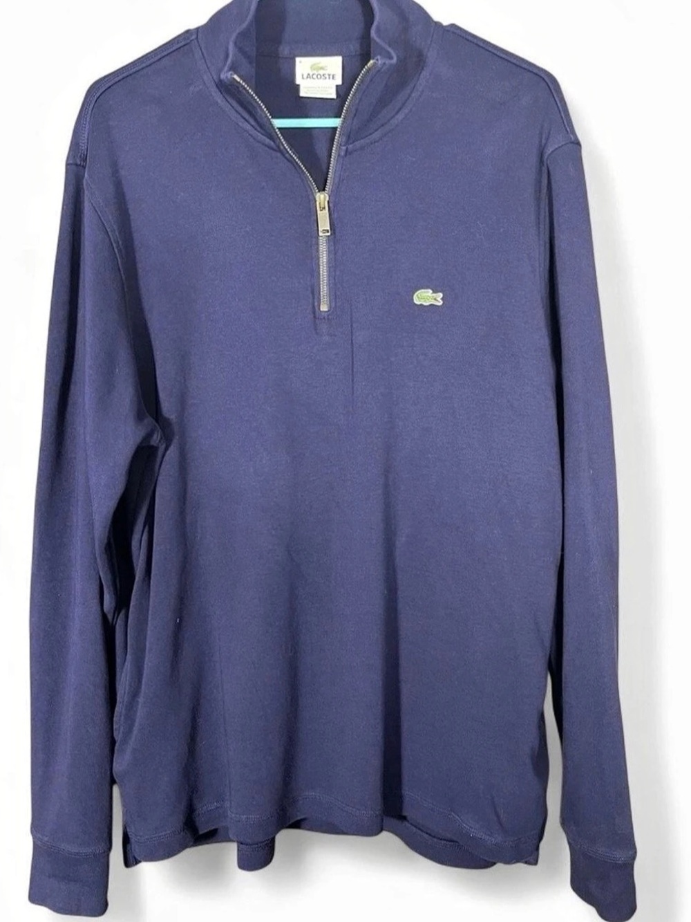 Lacoste Men's Cotton Quarter-Zip Mock Neck Pullover Sweater Purple Size 2XL or 7